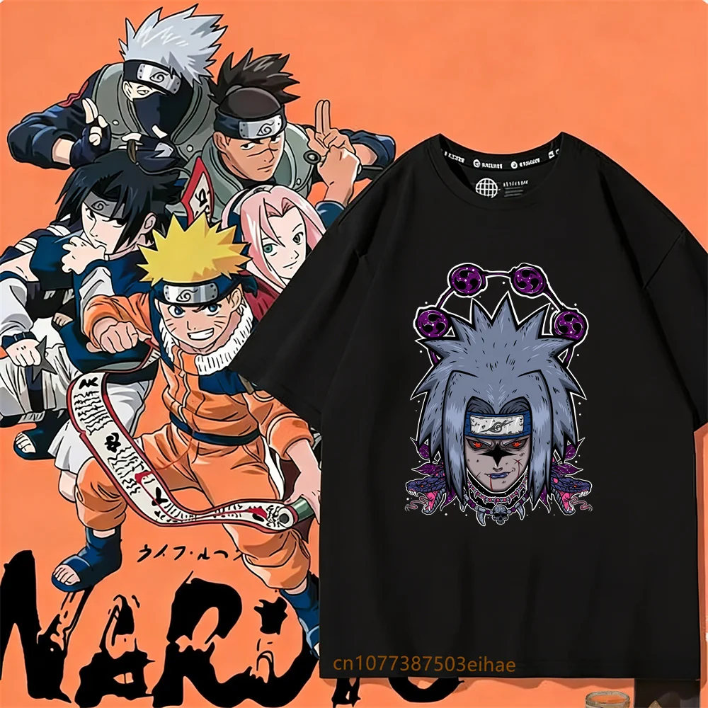 Anime Merchandise T Shirt - Хлопковая футболка с японским аниме-принтом Наруто,
